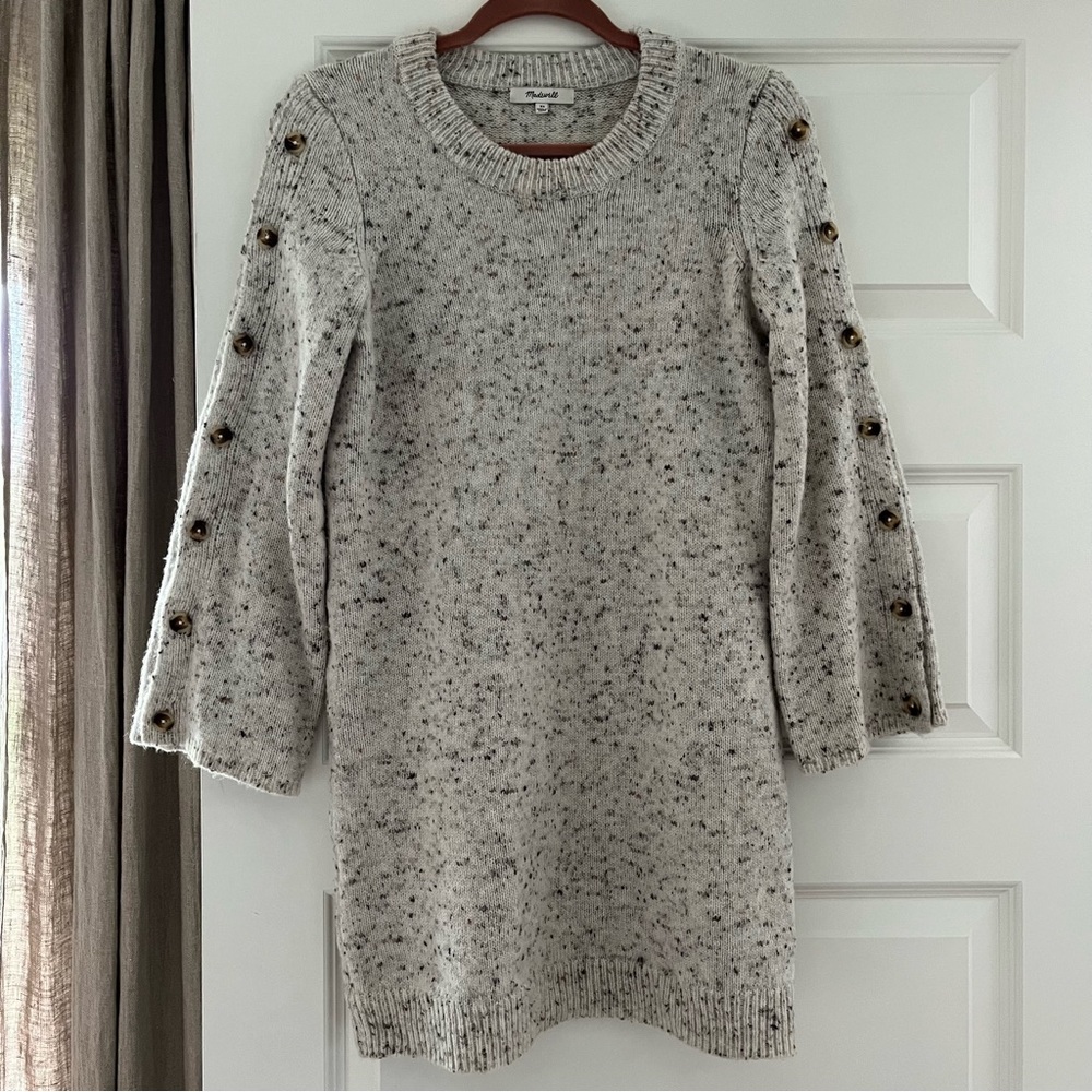Madewell Sweater Dress with Button Sleeve Detail